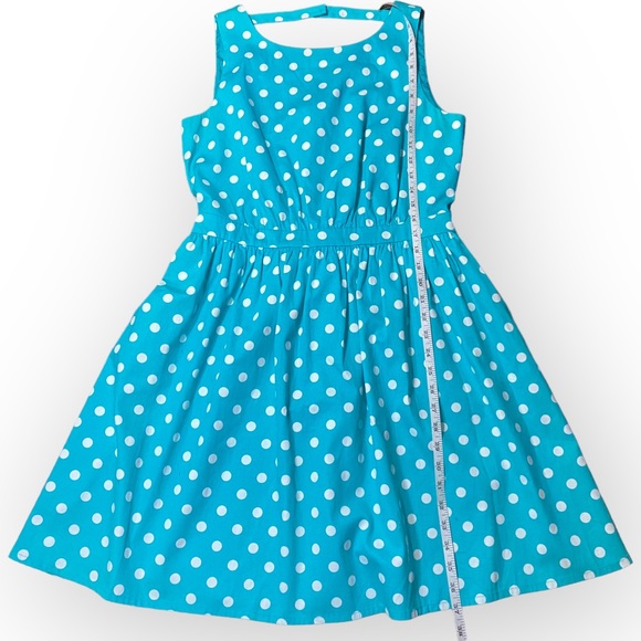 Cynthia Rowley Turquoise White Polka Dot Fit & Flare Sleeveless Dress size 8 - Picture 4 of 11